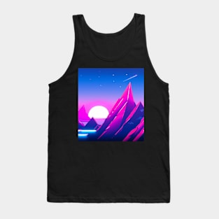 Colorfull mountain sunset with a comet passing by Tank Top